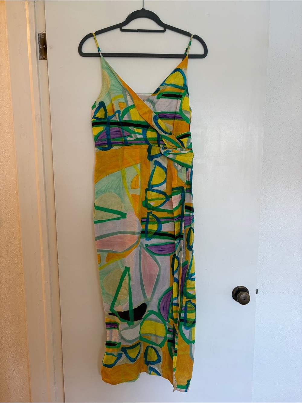 H&M Abstract Wrap Maxi Dress - Yellow, Green & Pink